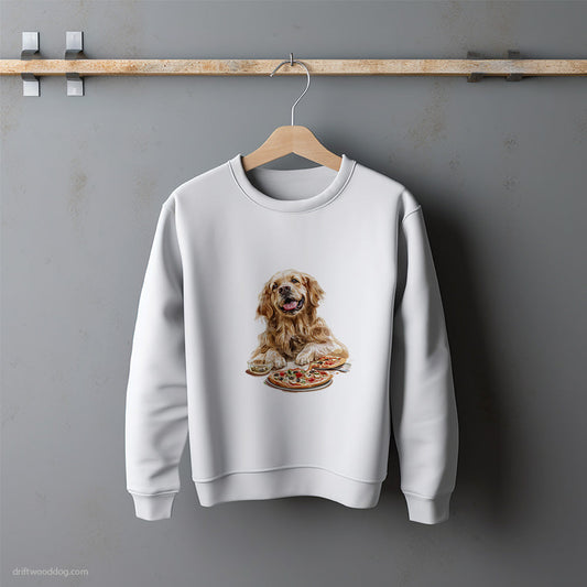 Golden Retriever Reaching for a Slice of Pizza Sweatshirt – Unisex Sweatshirt for Dog Lovers