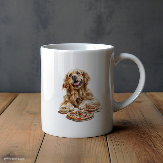 Golden Retriever Reaching for a Slice of Pizza Mug – Unique Dog Cups | Dog-Themed Mugs