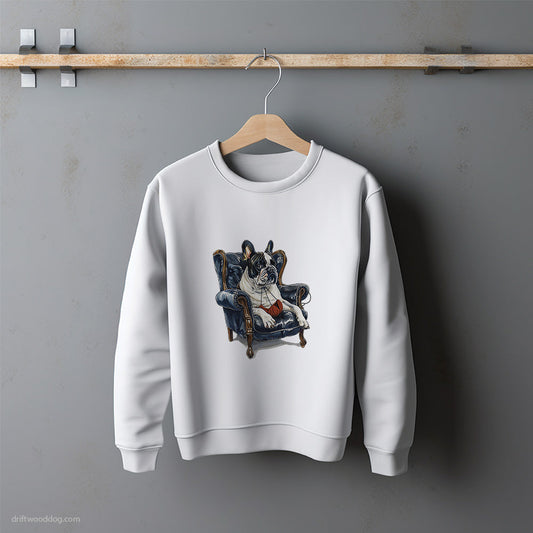 French Bulldog Relaxing in a Chair Sweatshirt – Unisex Sweatshirt for Dog Lovers