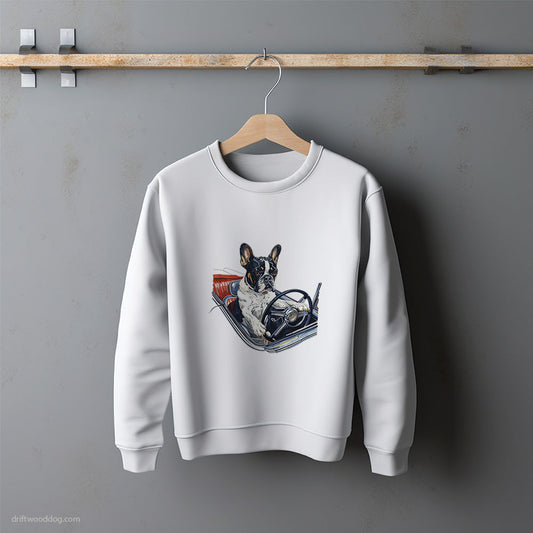 French Bulldog Taking a Spin in a Classic Car Sweatshirt – Unisex Sweatshirt for Dog Lovers