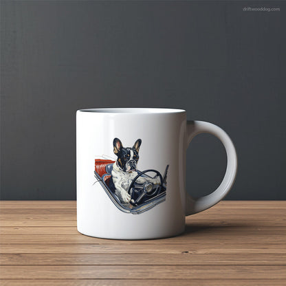 French Bulldog Taking a Spin in a Classic Car Mug – Custom Dog Mugs | Personalized Pet Mugs