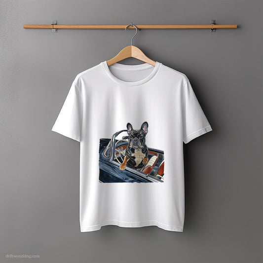 French Bulldog in a Vintage Roadster T-Shirt – Unisex Tee for Dog Lovers