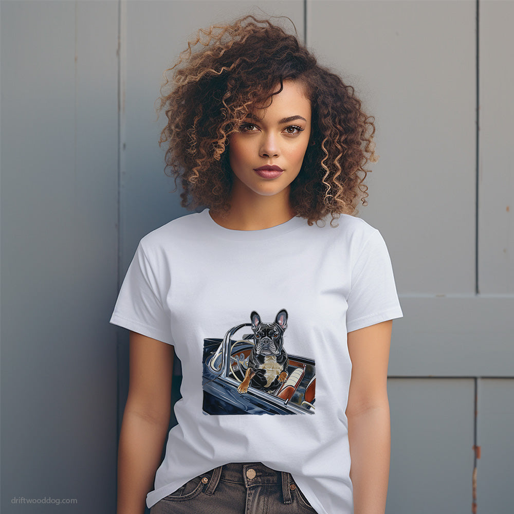 French Bulldog in a Vintage Roadster T-Shirt – Dog T-Shirt for Women