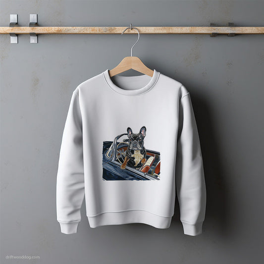 French Bulldog in a Vintage Roadster Sweatshirt – Unisex Sweatshirt for Dog Lovers