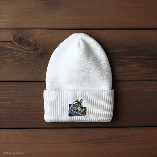 French Bulldog in a Vintage Roadster Beanie – Unisex Beanie for Dog Lovers