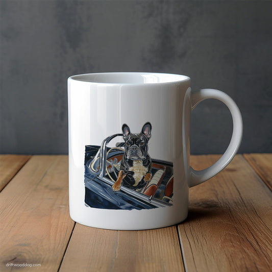 French Bulldog in a Vintage Roadster Mug – Unique Dog Cups | Dog-Themed Mugs