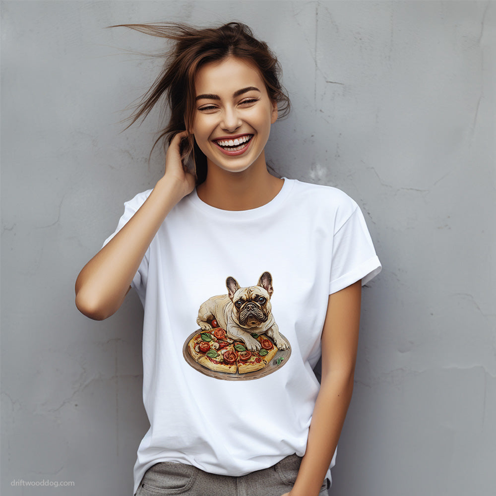 French Bulldog Guarding a Pizza T-Shirt – Custom Dog T-Shirts for Women