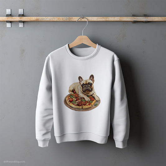 French Bulldog Guarding a Pizza Sweatshirt – Unisex Sweatshirt for Dog Lovers