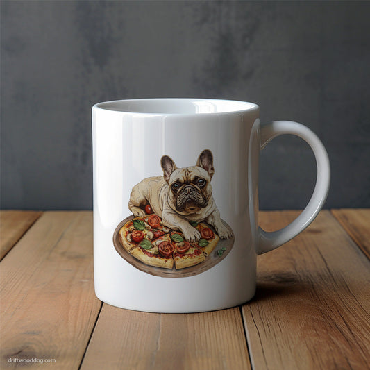 French Bulldog Guarding a Pizza Mug – Unique Dog Cups | Dog-Themed Mugs