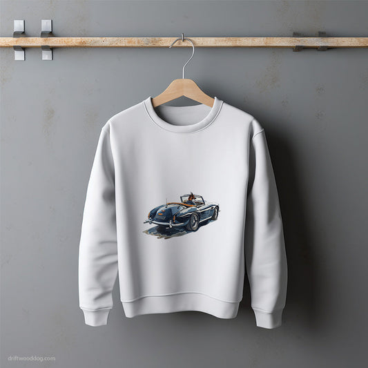 Dobermann Driving a Vintage Sports Car Sweatshirt – Unisex Sweatshirt for Dog Lovers