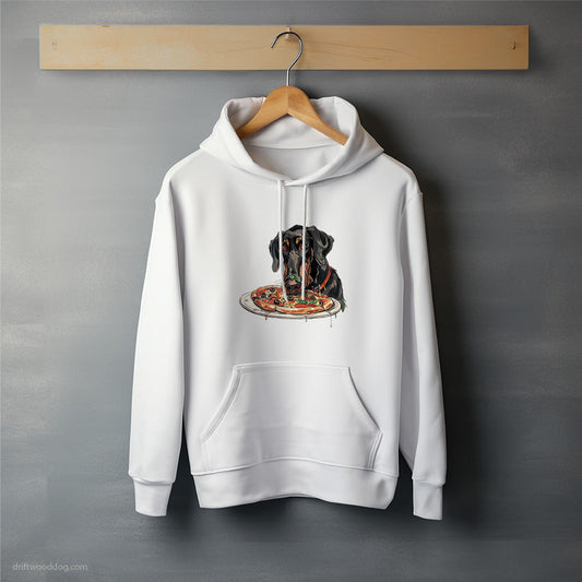 Dobermann Staring at a Pizza Hoodie – Unisex Hoodie for Dog Lovers