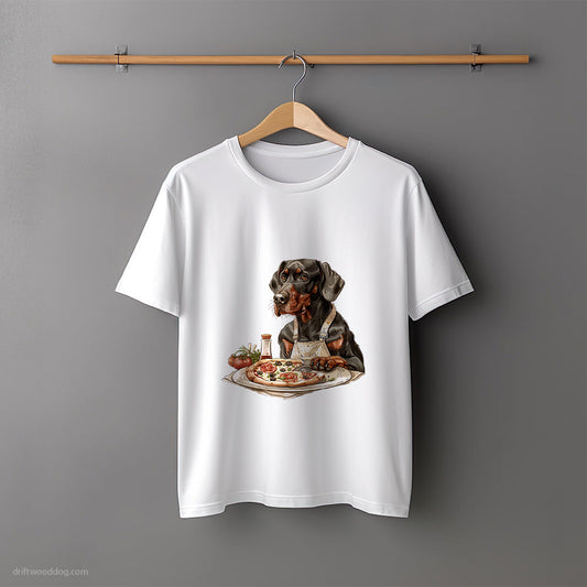 Dobermann Preparing Toppings for Pizza T-Shirt – Unisex Tee for Dog Lovers