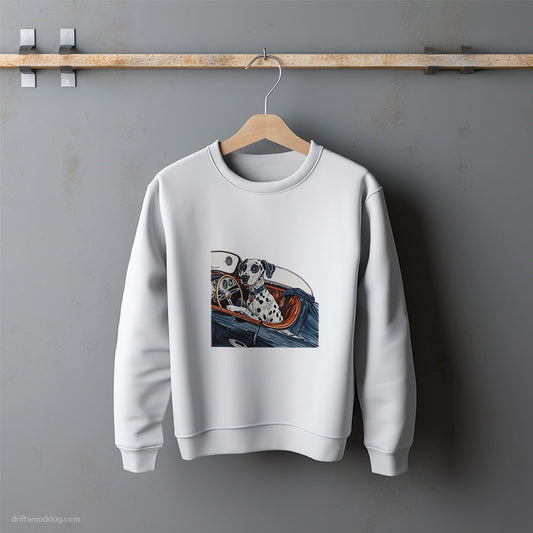 Dalmatian Driving a Vintage Sports Car Sweatshirt – Unisex Sweatshirt for Dog Lovers