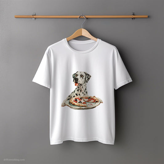 Dalmatian Sniffing Pizza Crust T-Shirt – Unisex Tee for Dog Lovers