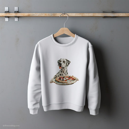 Dalmatian Sniffing Pizza Crust Sweatshirt – Unisex Sweatshirt for Dog Lovers