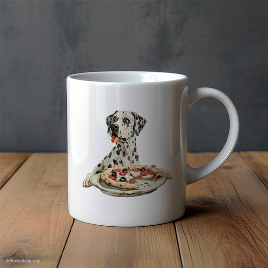 Dalmatian Sniffing Pizza Crust Mug – Unique Dog Cups | Dog-Themed Mugs