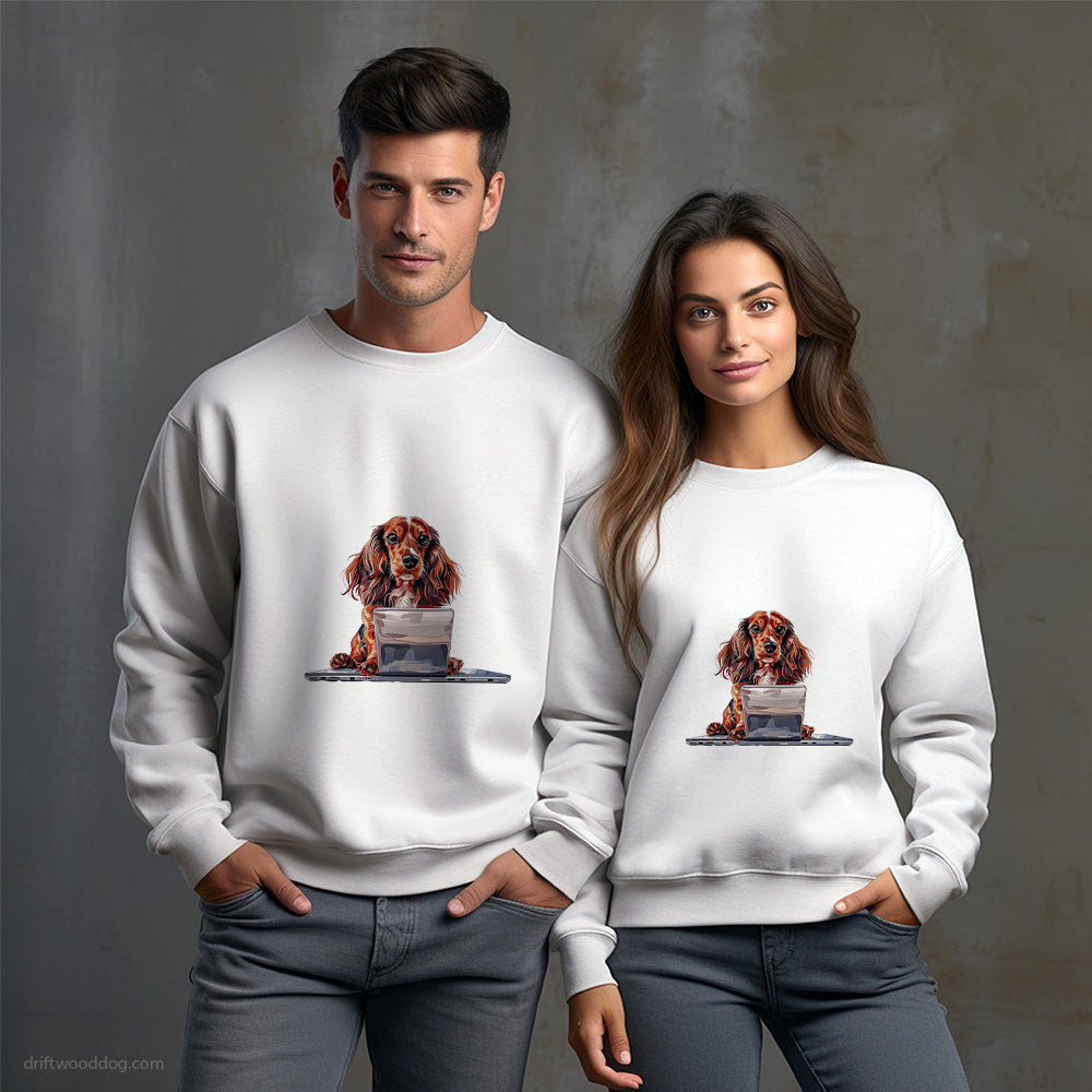 Dachshund Coding on a Computer Sweatshirt – Unisex Sweatshirt for Dog Owners