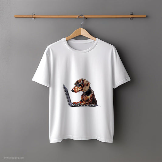 Dachshund Joining Zoom on a Computer T-Shirt – Unisex Tee for Dog Lovers