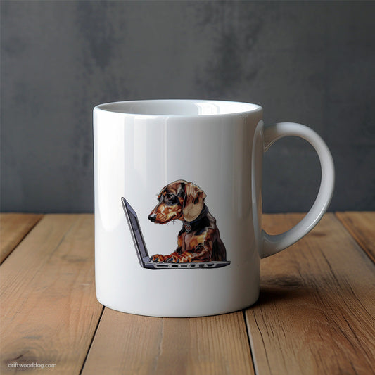 Dachshund Joining Zoom on a Computer Mug – Unique Dog Cups | Dog-Themed Mugs