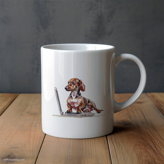 Dachshund Working on a Computer Mug – Unique Dog Cups | Dog-Themed Mugs