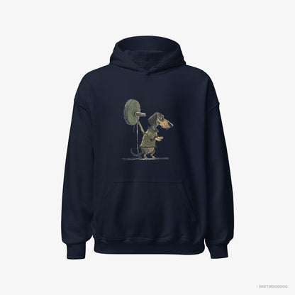 Dachshund Powerlifting at the Gym Navy Hoodie