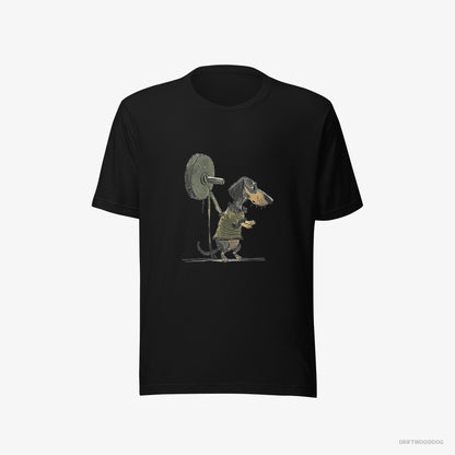 Dachshund Powerlifting at the Gym Black T-Shirt