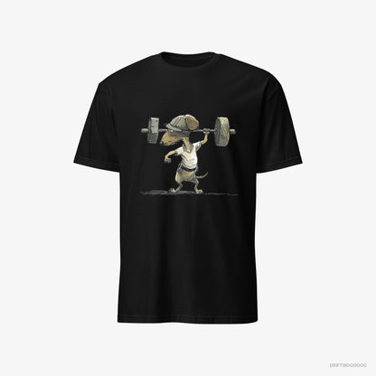 Dachshund Deadlifting in a Gym Black T-Shirt