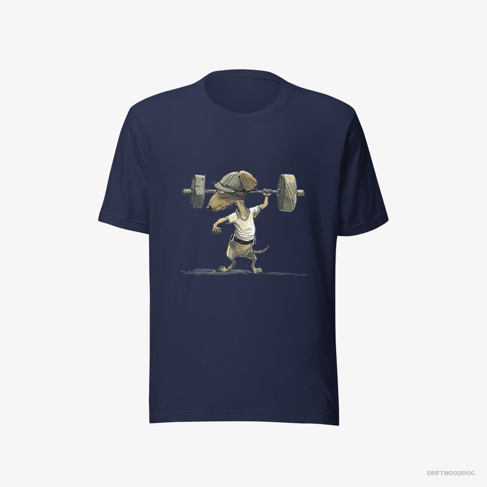 Dachshund Deadlifting in a Gym – Men's T-Shirt Navy Eco – Eco-Friendly