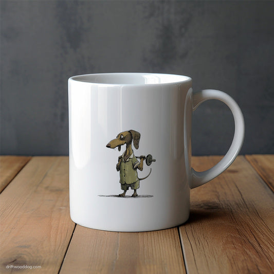 Dachshund Weightlifting Workout at the Gym Mug – Unique Dog Cups | Dog-Themed Mugs