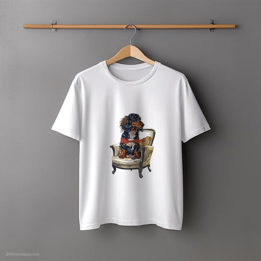 Dachshund Relaxing in a Comfy Chair T-Shirt – Unisex Tee for Dog Lovers