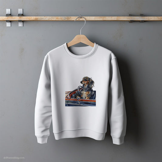 Dachshund Enjoying a Convertible Ride Sweatshirt – Unisex Sweatshirt for Dog Lovers