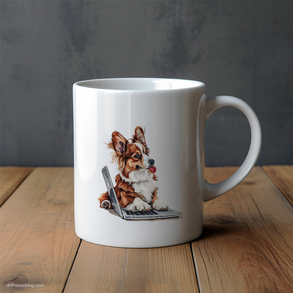 Corgi Surfing the Web on a Computer Mug – Unique Dog Cups | Dog-Themed Mugs