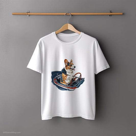 Corgi Riding in a Vintage Convertible T-Shirt – Unisex Tee for Dog Lovers