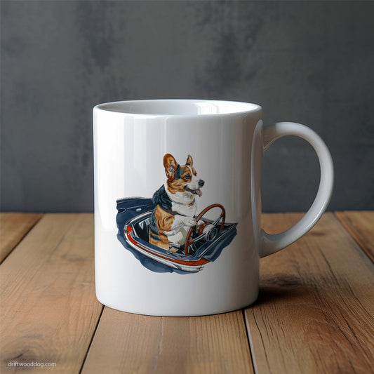 Corgi Riding in a Vintage Convertible Mug – Unique Dog Cups | Dog-Themed Mugs