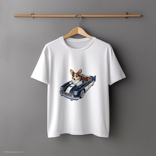 Corgi Driving a Classic Car T-Shirt – Unisex Tee for Dog Lovers