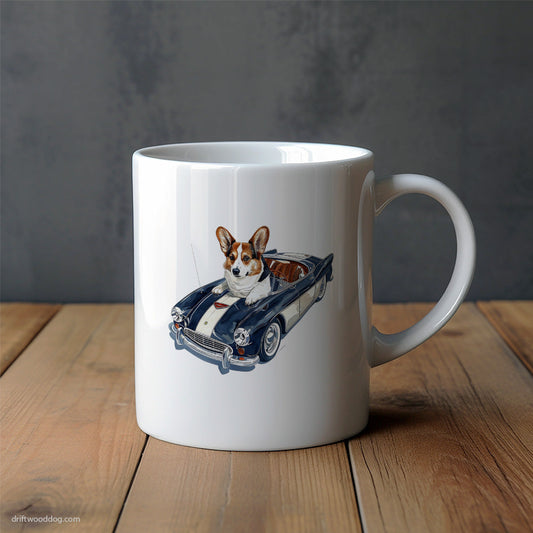 Corgi Driving a Classic Car Mug – Unique Dog Cups | Dog-Themed Mugs