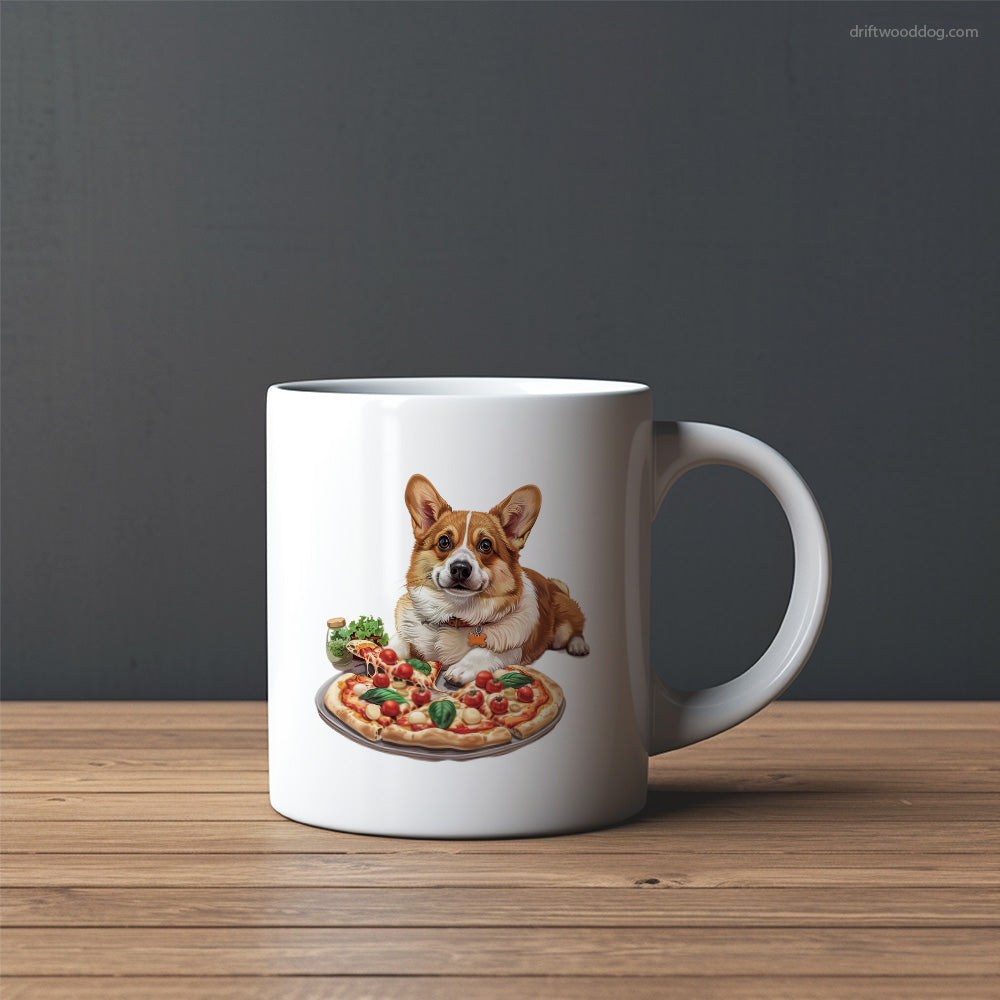 Corgi Waiting Patiently for Pizza Mug – Custom Dog Mugs | Personalized Pet Mugs