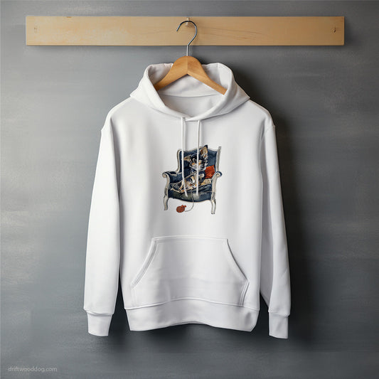 Chihuahua Sitting Elegantly in a Chair Hoodie – Unisex Hoodie for Dog Lovers