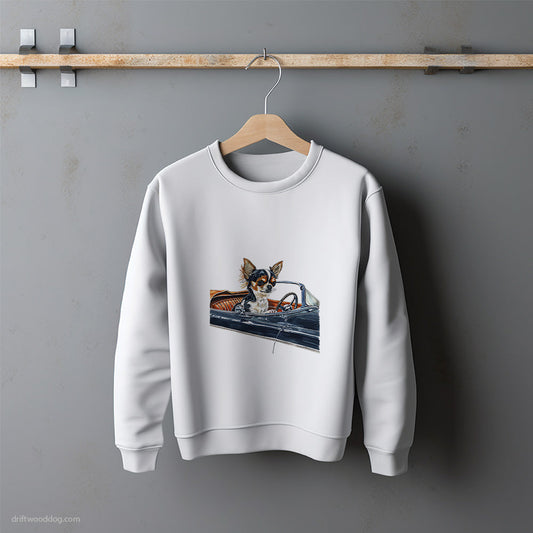 Chihuahua in a Retro Roadster Sweatshirt – Unisex Sweatshirt for Dog Lovers