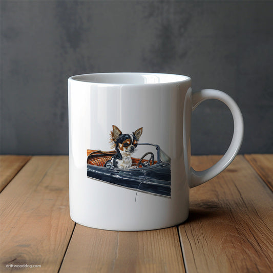 Chihuahua in a Retro Roadster Mug – Unique Dog Cups | Dog-Themed Mugs