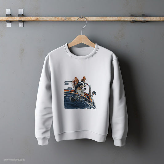 Chihuahua Enjoying a Convertible Ride Sweatshirt – Unisex Sweatshirt for Dog Lovers