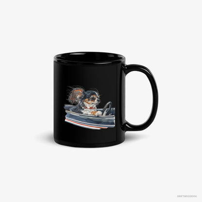 Chihuahua Mug – Unisex Black Mug Classic – in a Classic Muscle Car (on White Background)