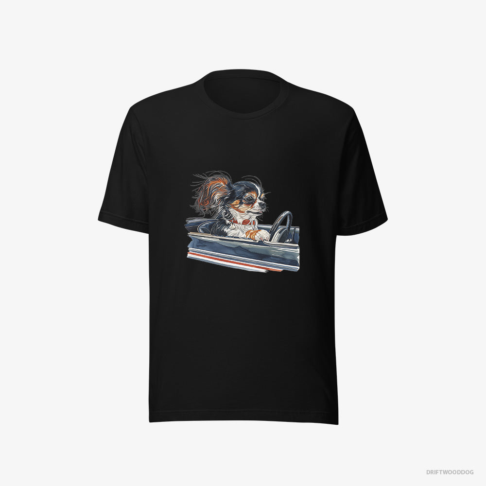 Chihuahua T-Shirt – Men Black T-Shirt Eco-Friendly – in a Classic Muscle Car (on White Background)