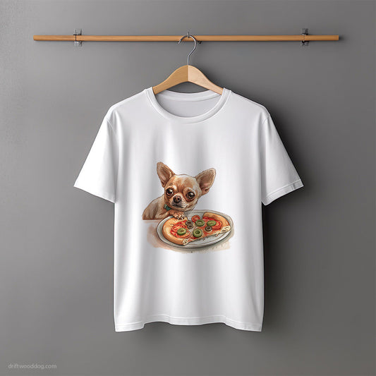 Chihuahua Stealing a Slice of Pizza T-Shirt – Unisex Tee for Dog Lovers