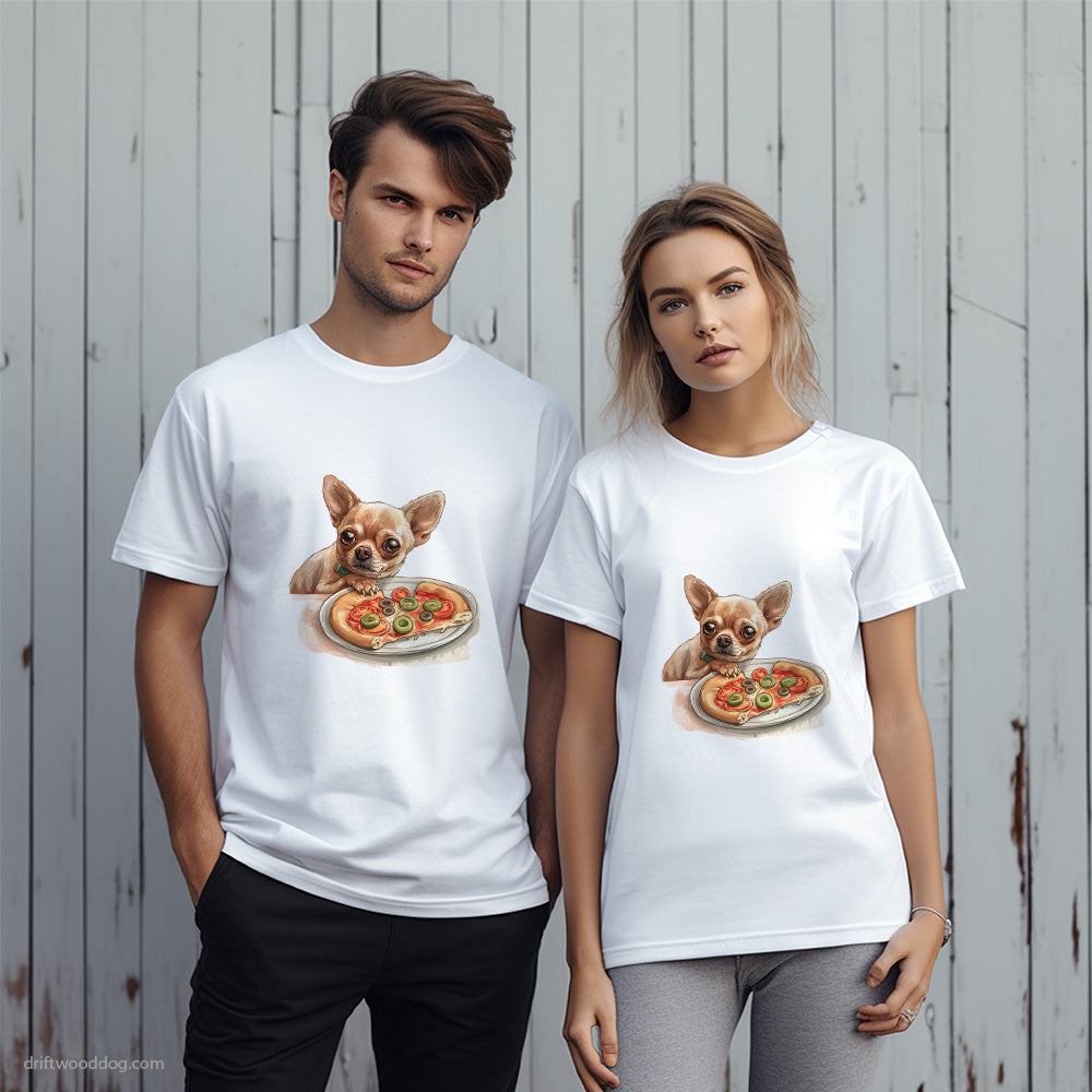 Chihuahua Stealing a Slice of Pizza T-Shirt – Unique Dog T-Shirts for Pet Lovers