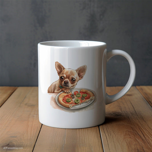 Chihuahua Stealing a Slice of Pizza Mug – Unique Dog Cups | Dog-Themed Mugs