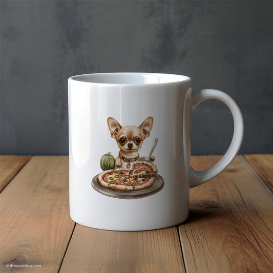 Chihuahua Cutting Pizza into Slices Mug – Unique Dog Cups | Dog-Themed Mugs