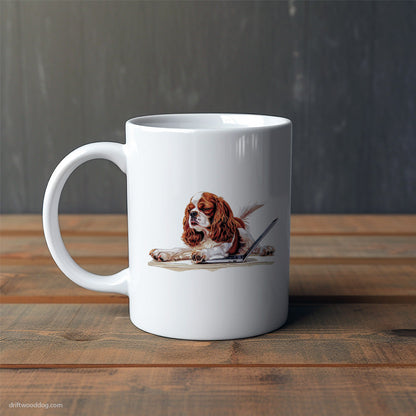 Cavalier King Charles Spaniel Relaxing on a Computer Mug – Cute Dog-Themed Mugs | Perfect Gifts for Dog Lovers