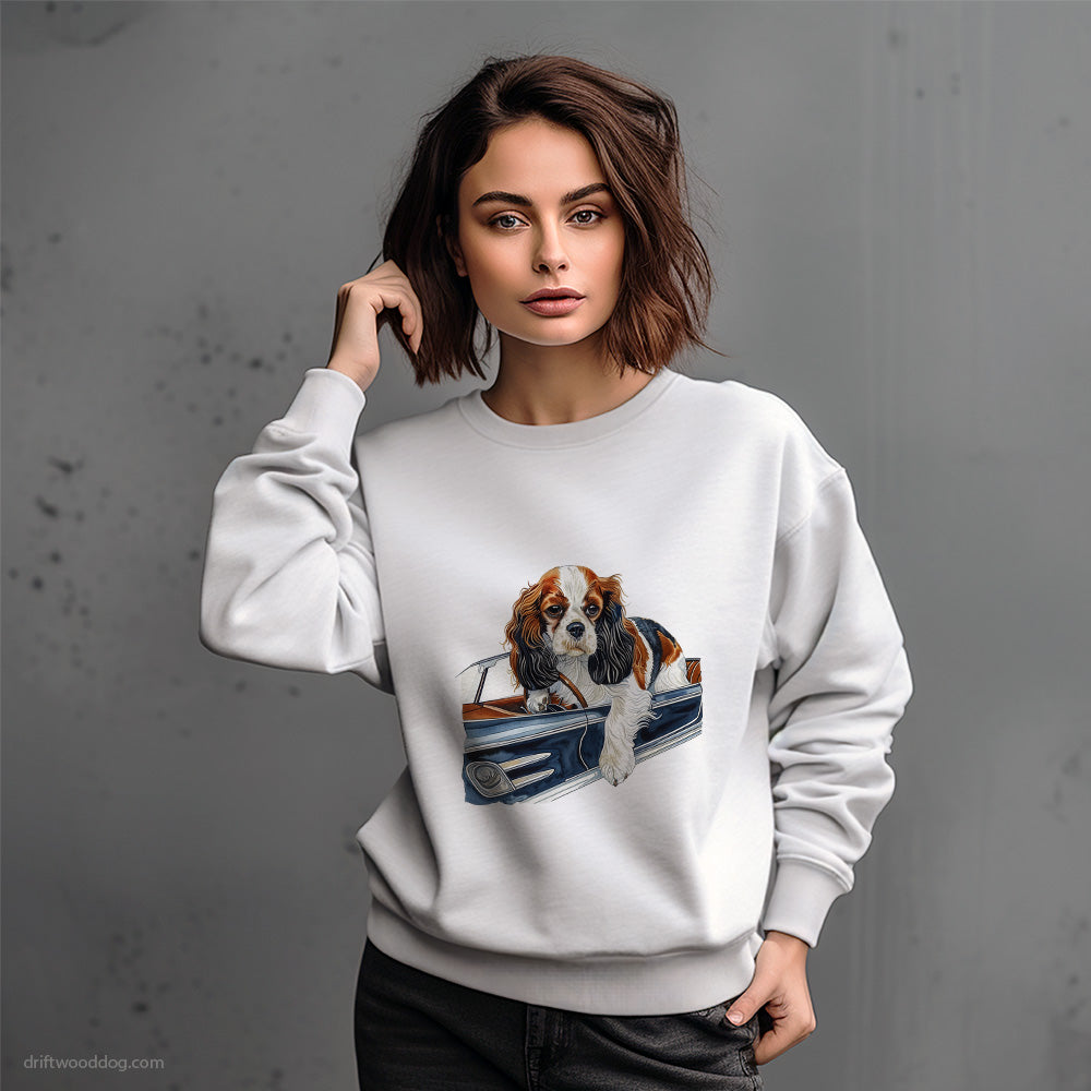 Cavalier King Charles Spaniel in a Vintage Coupe Sweatshirt – Dog-Themed Gifts for Dog Lovers