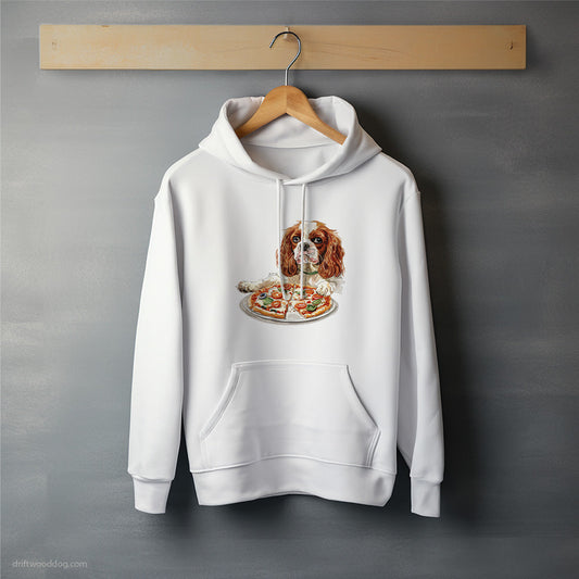 Cavalier King Charles Spaniel Trying to Bite Pizza Hoodie – Unisex Hoodie for Dog Lovers